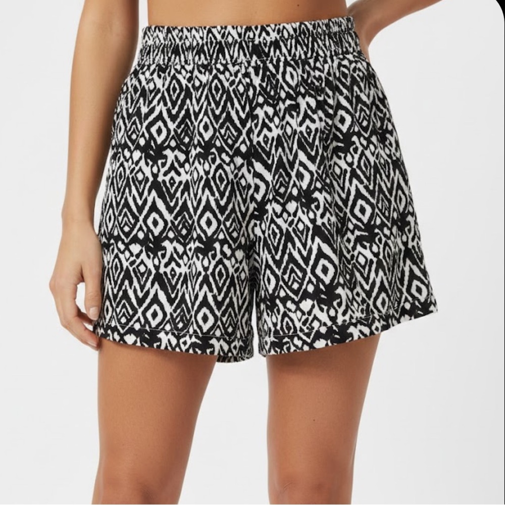 Wildfox Black and White Geometric High Waist Shorts